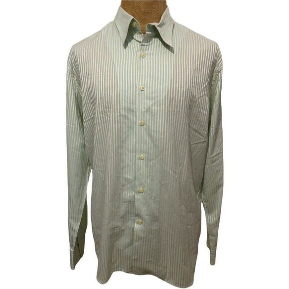 Paul Smith Men's Dress Shirt PS Mint Green Seafoam Gold Striped Size 2XL - Picture 1 of 9
